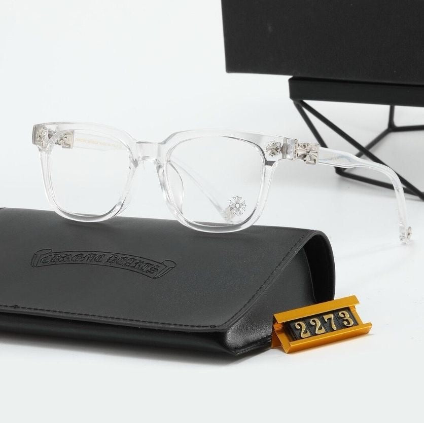 Clear acetate fashion eyewear with silver detailing