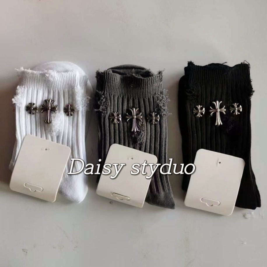 Distressed Crew Socks(2-pairs)