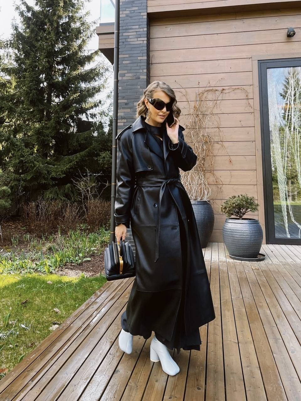 Black leather inspired Coat