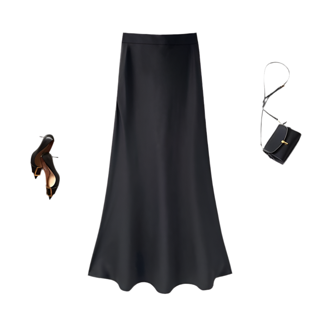 Satin Wide Strap Long Skirt