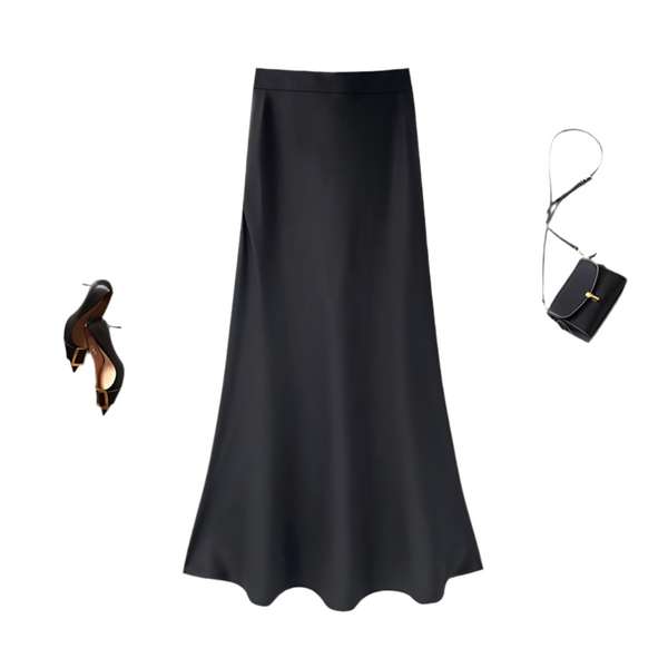 Satin Wide Strap Long Skirt
