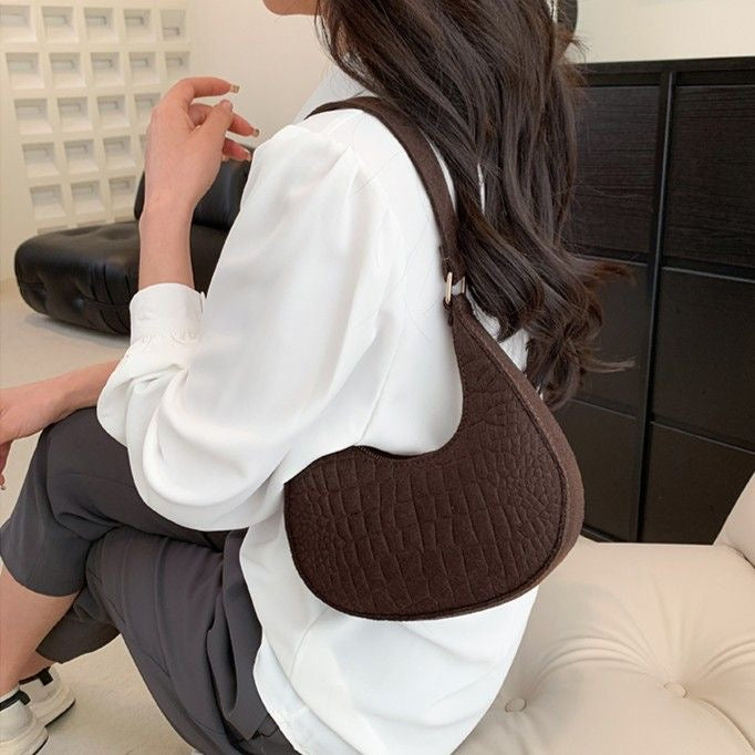 Brown Plain Underarm Bag