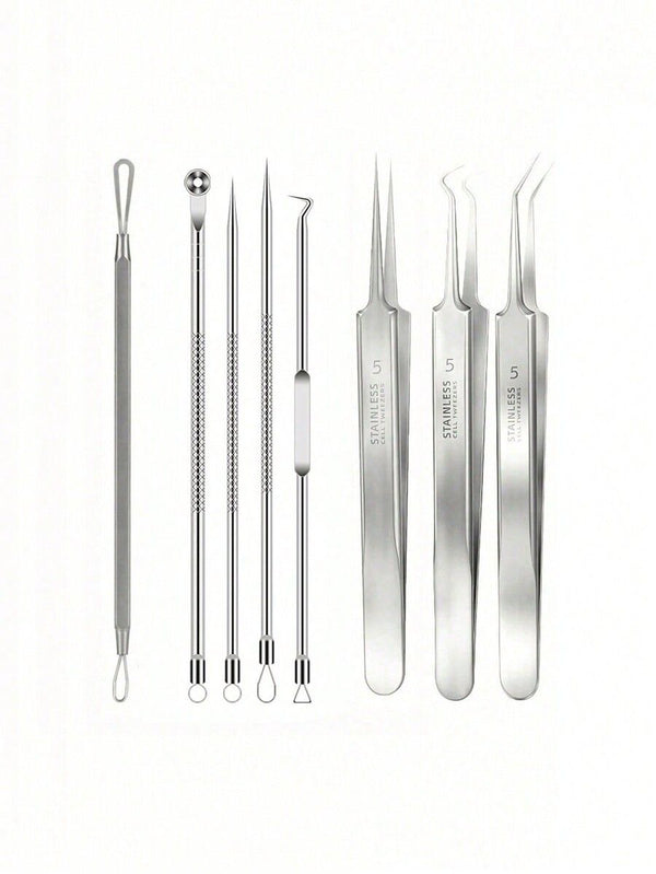 Pimple popping tools set with mirror