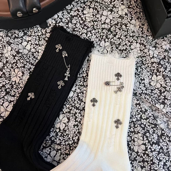 Distressed Crew Socks(2-pairs)