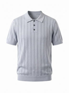 Pointelle Knit Polo — Light Grey
