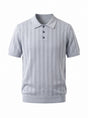 Pointelle Knit Polo — Light Grey