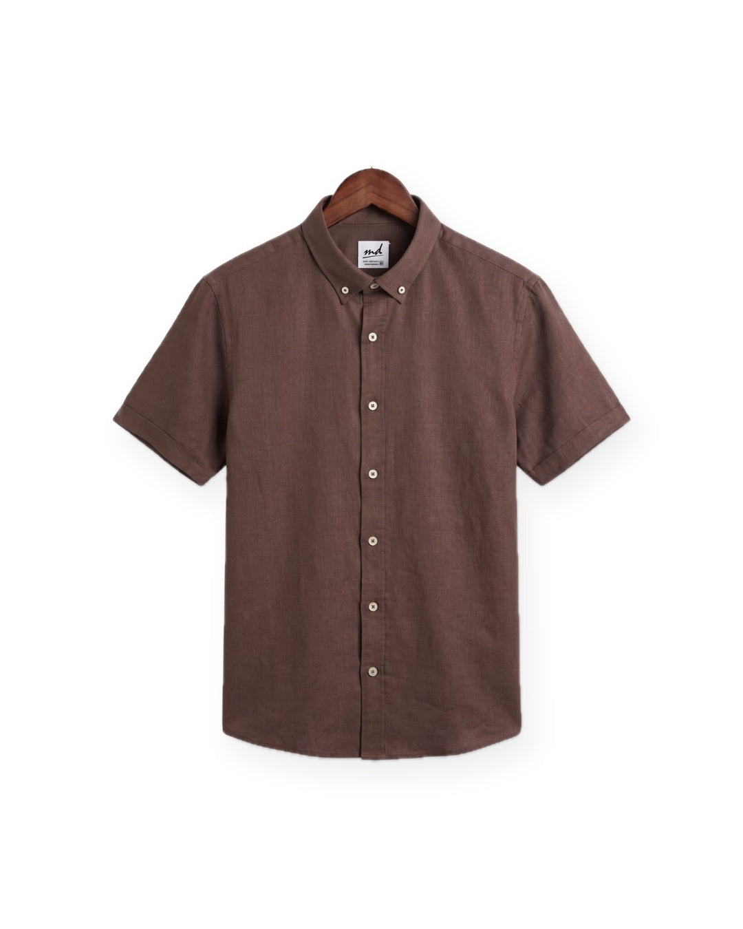 Short Sleeve Linen Shirt — Brown