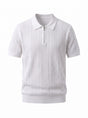 Textured Zip Knit Polo — White
