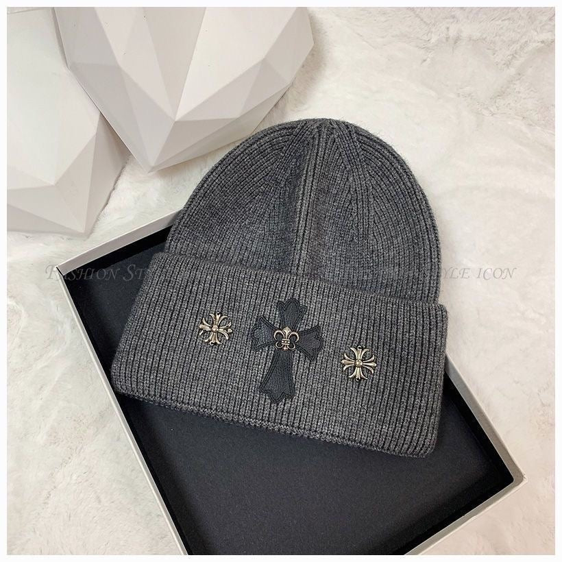 Grey crosses beanie