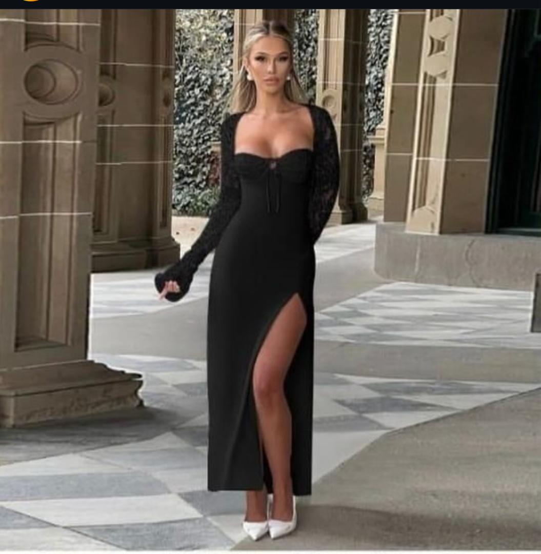 Black long- sleeve dress