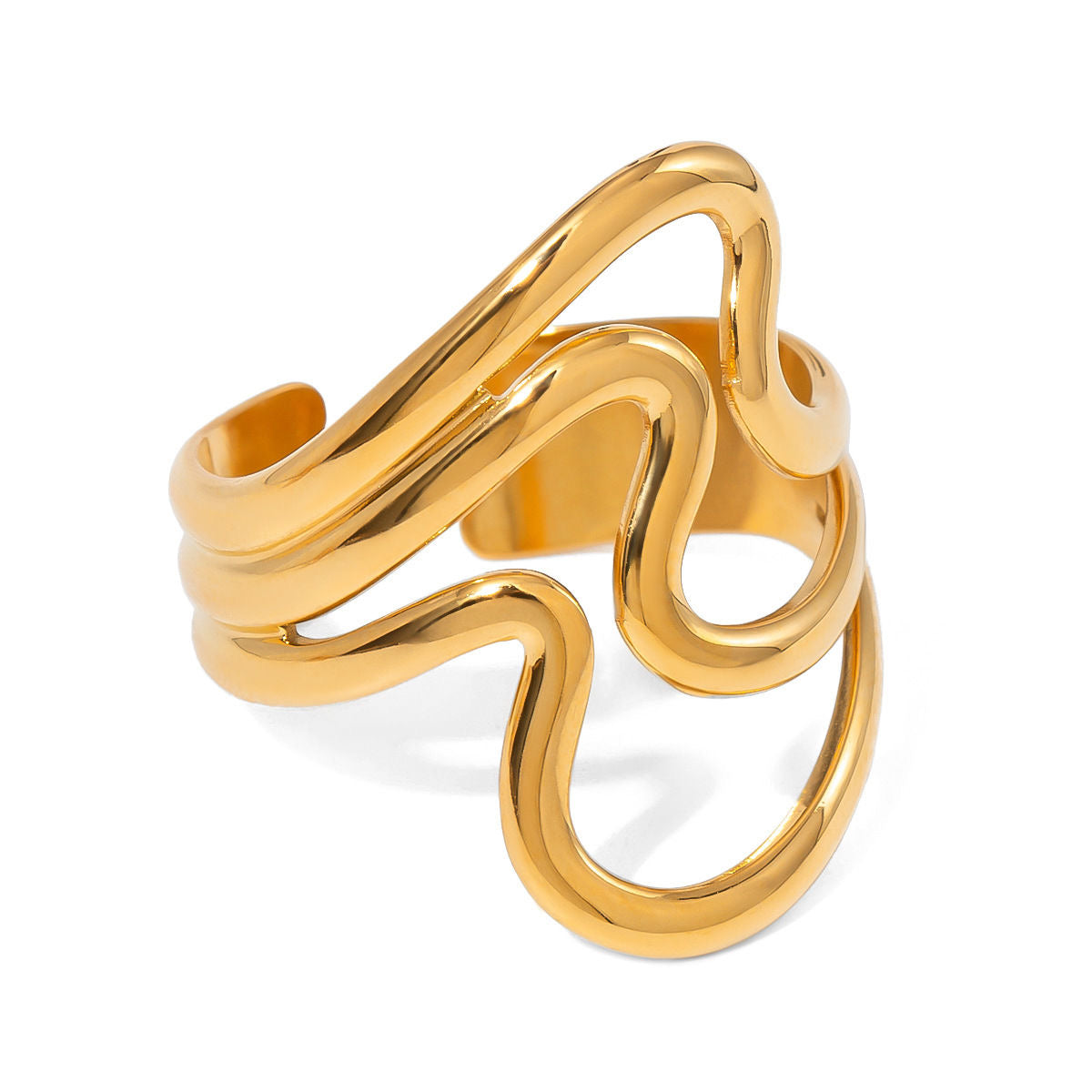 Wavy gold adjustable ring