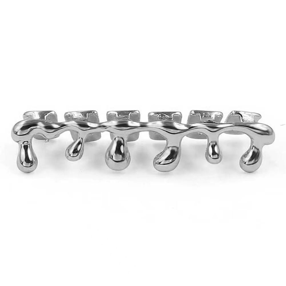 Silver drip grillz