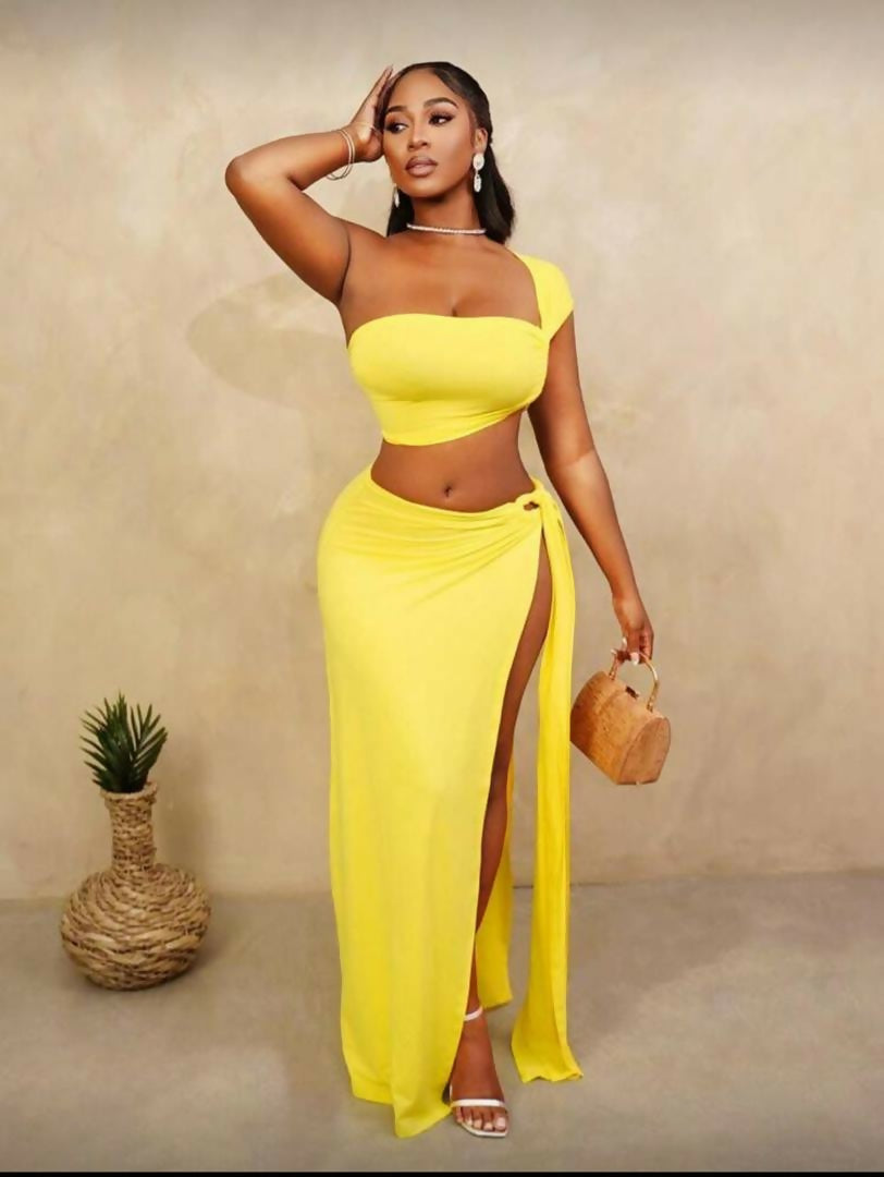 High thigh split dress