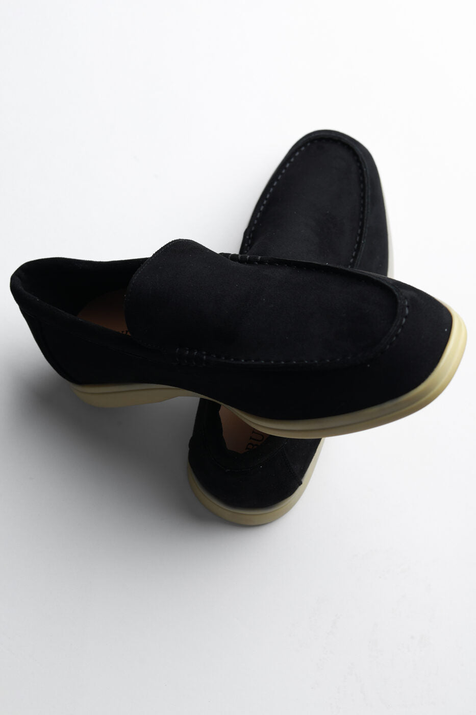 Terra Loafer — Black Suede, Beige Sole