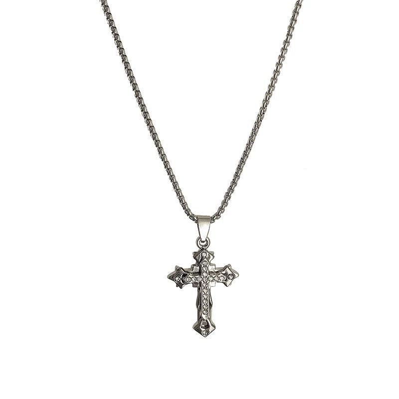 Triple cross titanium necklace