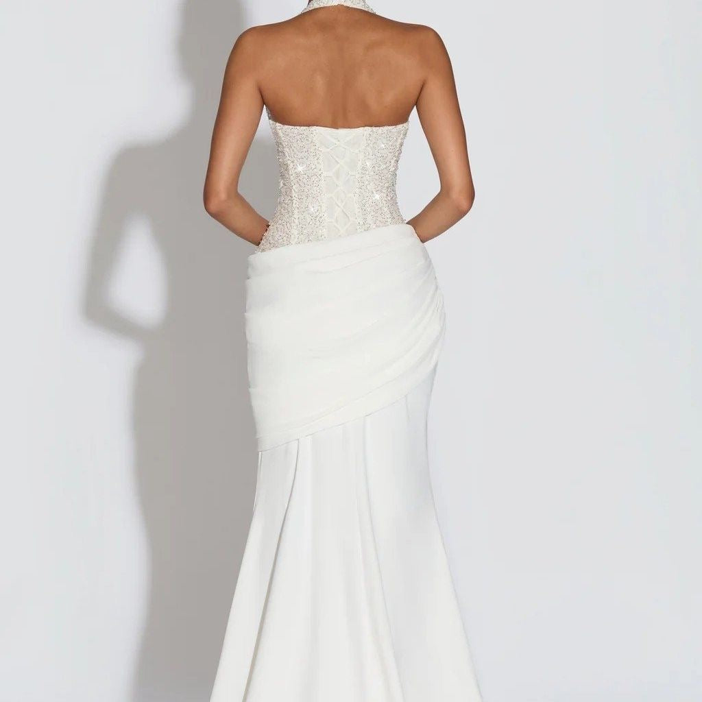 White Halter Mermaid Dress