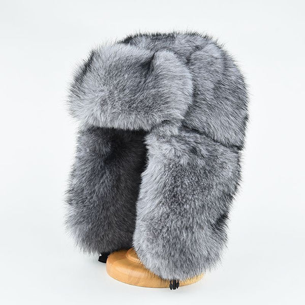Dark Grey Faux Fur Trapper Hat