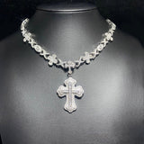 Silver cross knot necklace