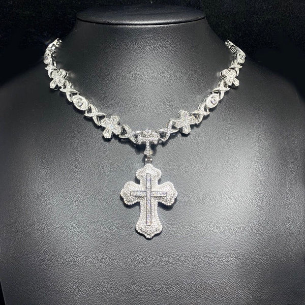 Silver cross knot necklace