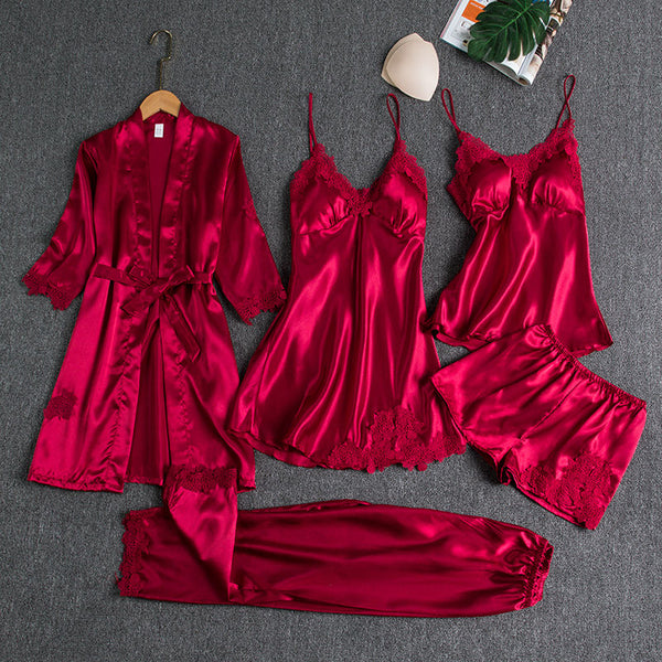 5-Piece Silk Pajamas Set