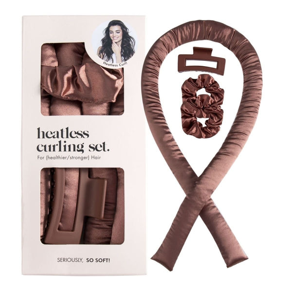 Brown heatless curling set