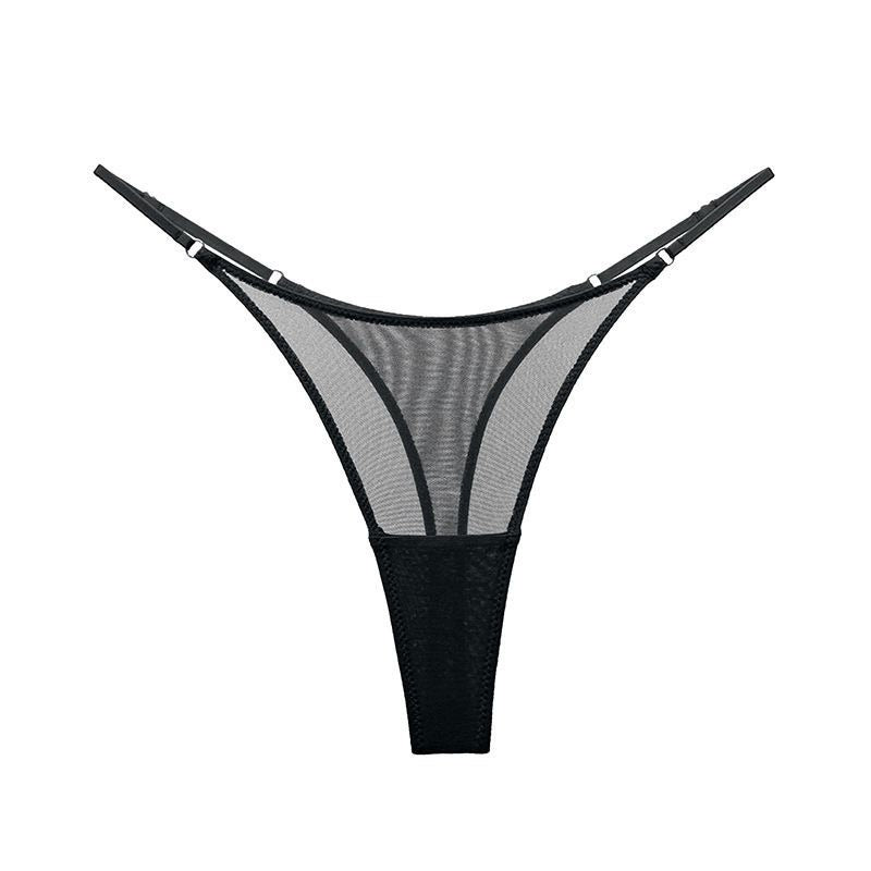 Black mesh thong