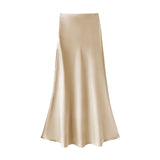 Gold Satin Wide Strap Long Skirt