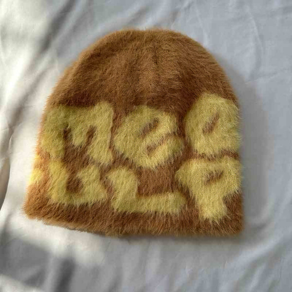 Brown mea culpa fur beanie