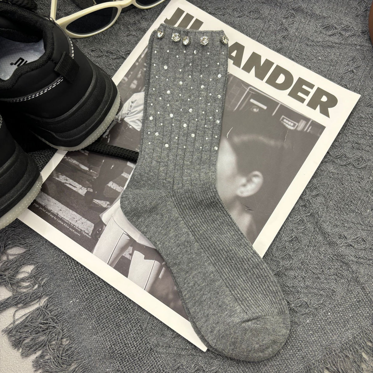 Rhinestone Crew Socks