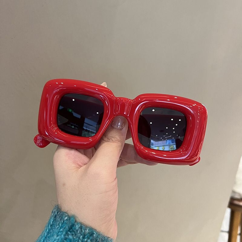 Red chunky retro frames