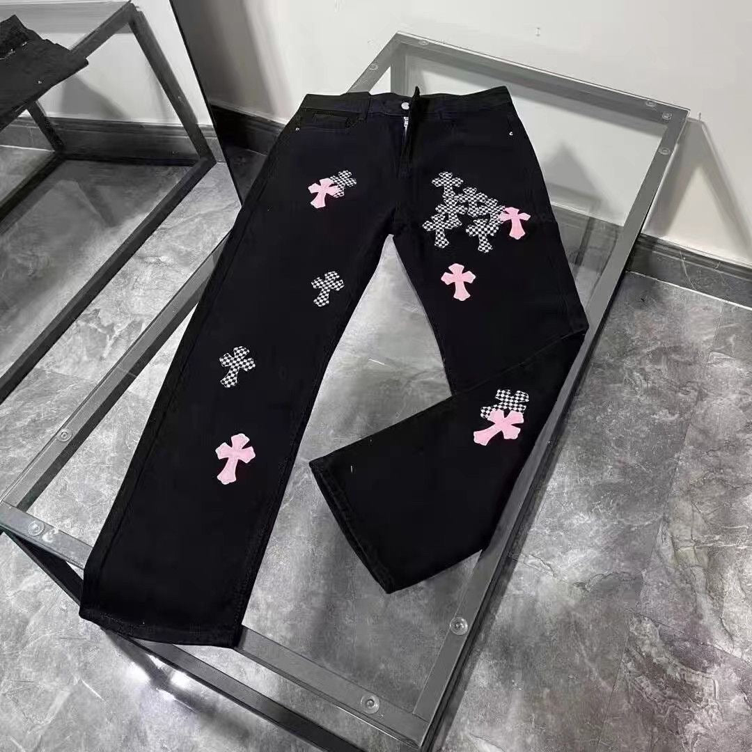 Pink and Grey Cross Patch Jean