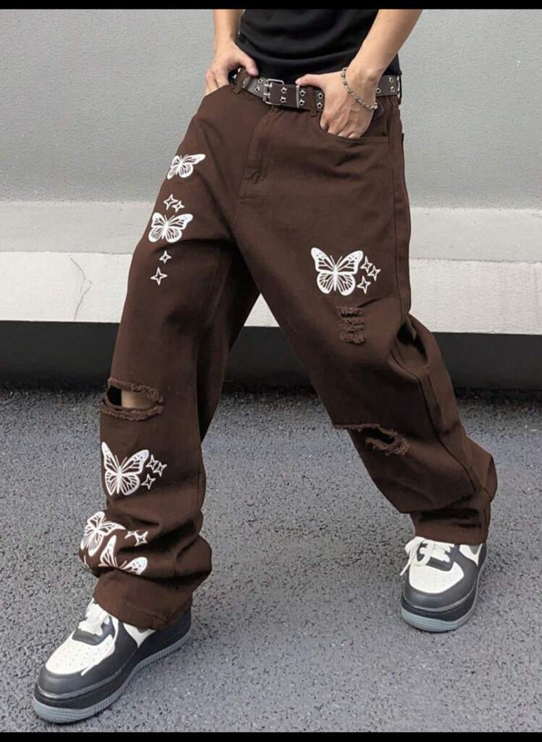 Butterfly print jean