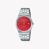 Silver casio red dial