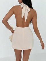 Halter neck mini dress