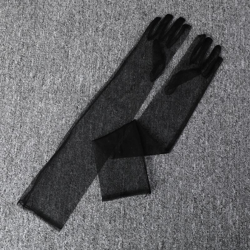 Black mesh hand gloves