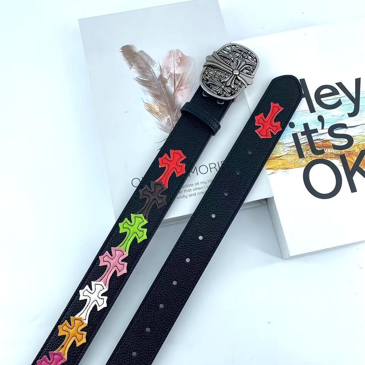 Gothic Cross Leather Belt
