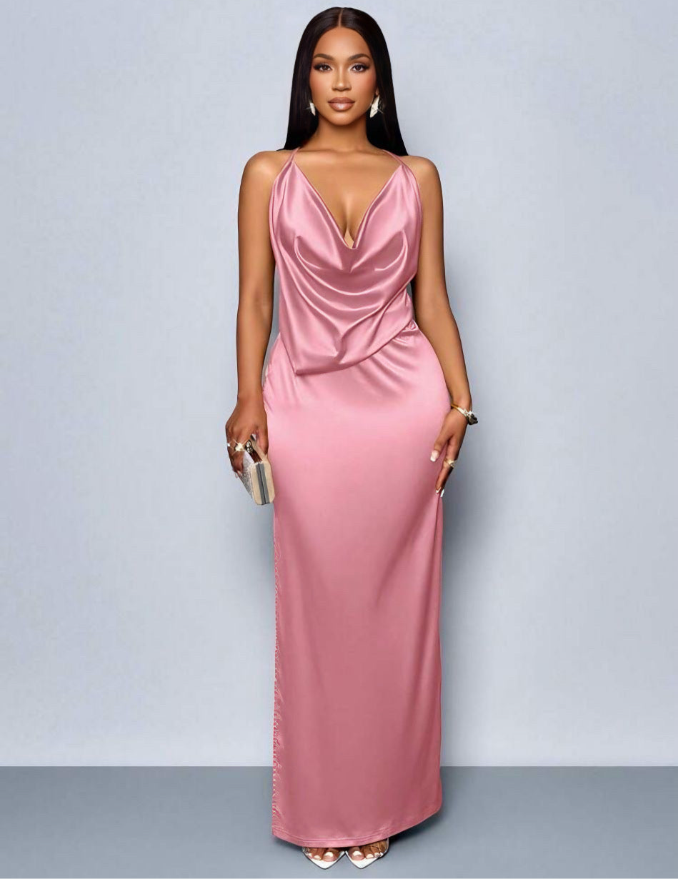 Pink satin dress