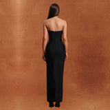 Luxury rhinestones slit strapless dress