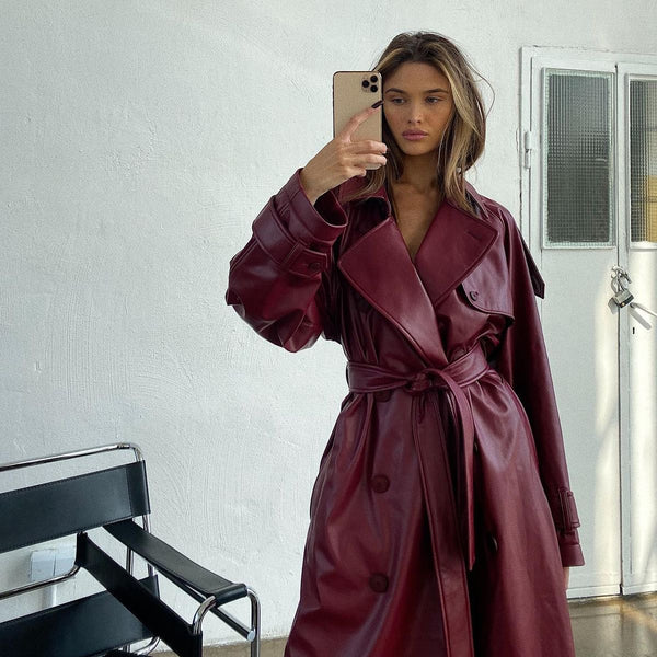 Faux Leather Trench