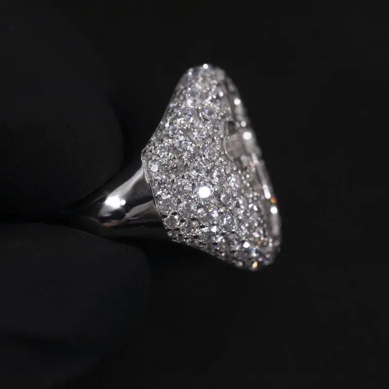 Iced cross signet Ring