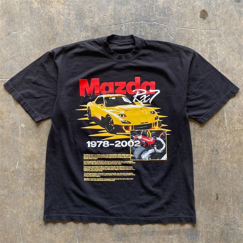 Black Mazda RX-7 Vintage Car Graphic T-Shirt