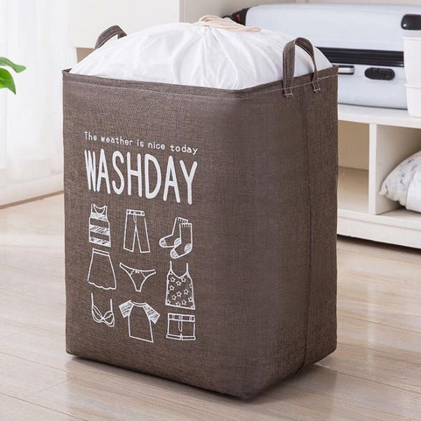 Brown bunched mouth laundry basket