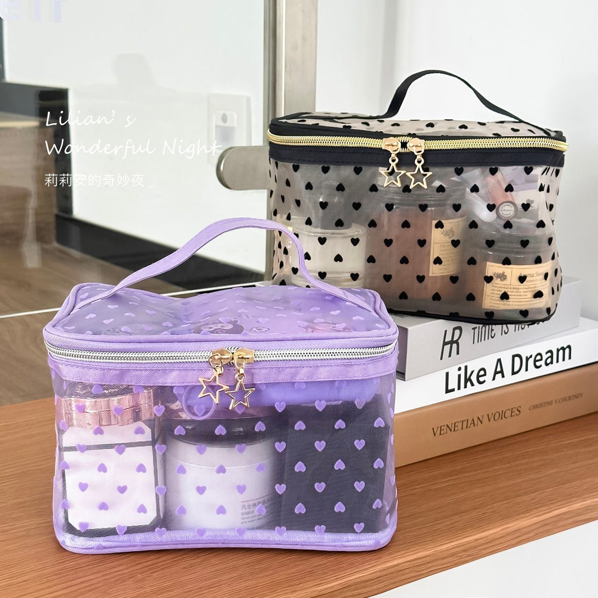 Purple glam toiletry bag