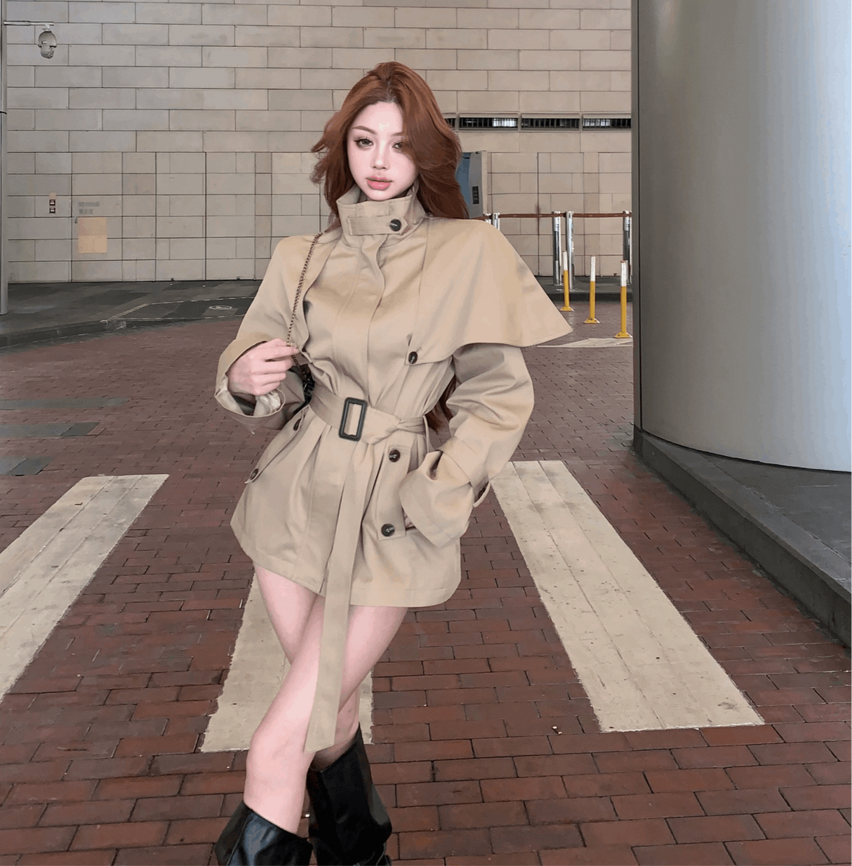 Short beige Trench Coat