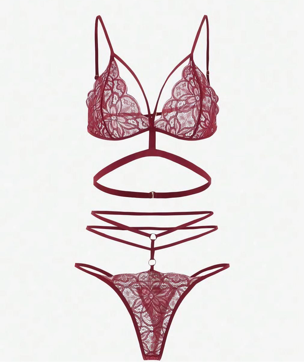 Burgundy lace lingerie