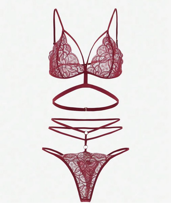 Burgundy lace lingerie