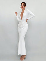 White long scrunchi dress