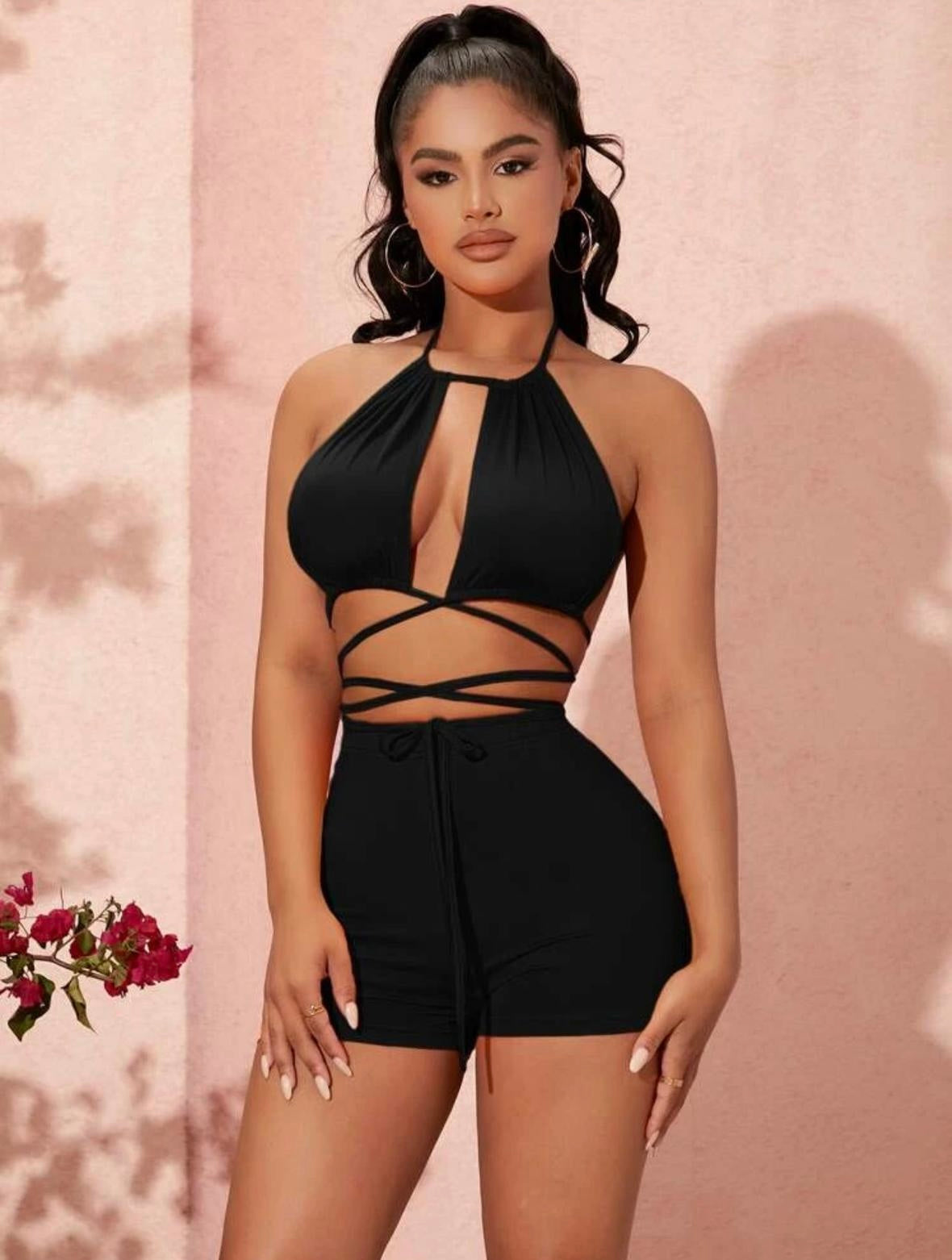 Cutout Halter Romper