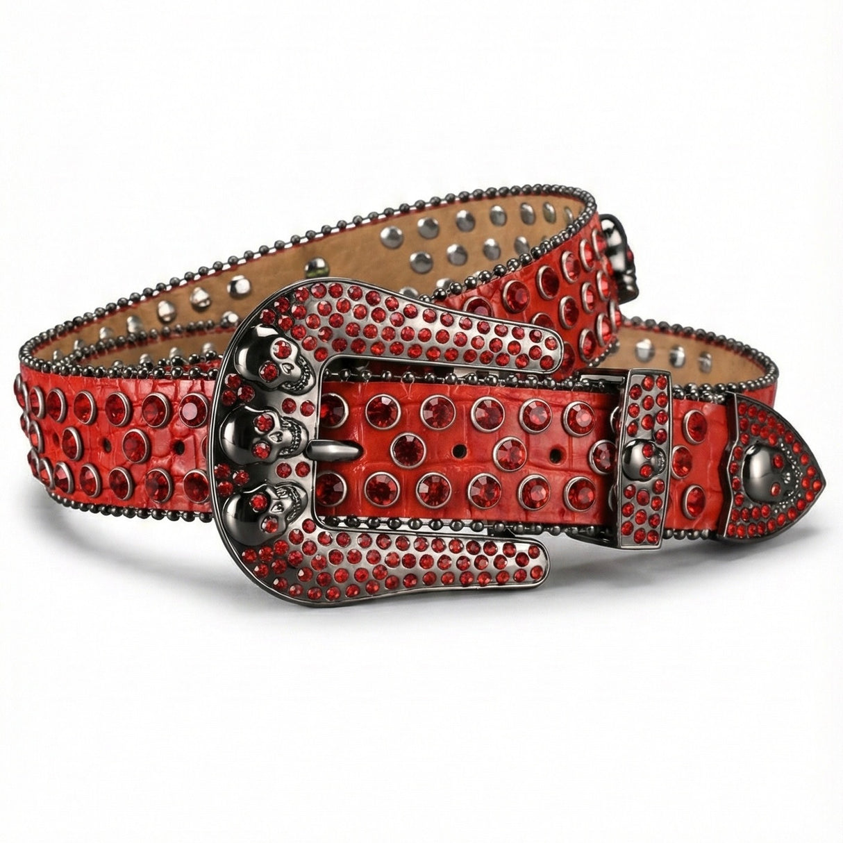 Snakeskin rhinestone red belt