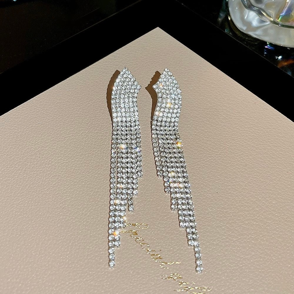 Rhinestones tassel earrings